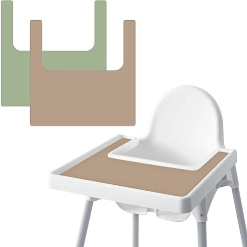 High Chair Placemat for IKEA Antilop Baby High Chair, 2 Packs Stain Resistant Non-Slip Toddler Silicone High Chair Place Mats Eating Table Mat (Color 5)
