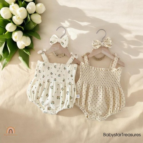 Summer Cotton Sleeveless Romper for Newborn & Toddler Girls |Floral Bow Baby Outfit, Kids One-Piece Bodysuit | Infant Girl Clothes.nice gift