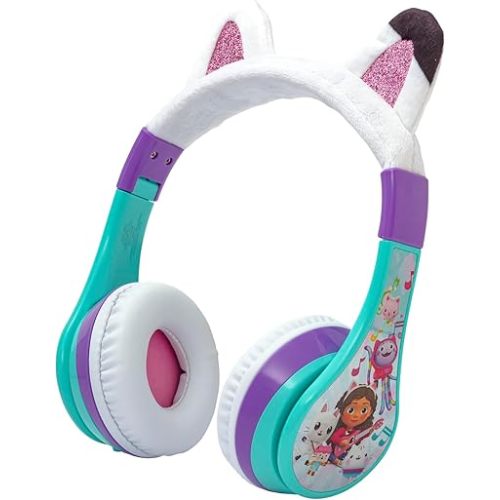 eKids Gabbys Dollhouse Kids Wireless Headphones for Kids, Bluetooth Headphones with Microphone Includes Aux Cord, Kids Headphones for School, Home, or Travel