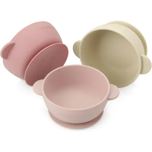 PandaEar 3 Pack Baby Bowls with Suction| Stay Put Silicone Food Bowl for Babies Kids Toddlers Infants| Food Grade Soft Safe BPA-Free Silicone (Pink)