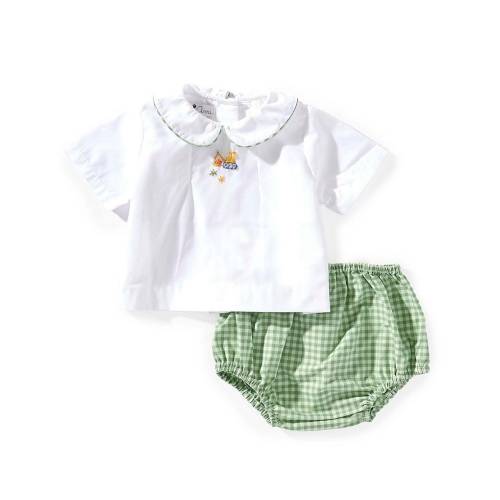 Petit Ami Baby Boys Construction Hand Embroidered Diaper Set