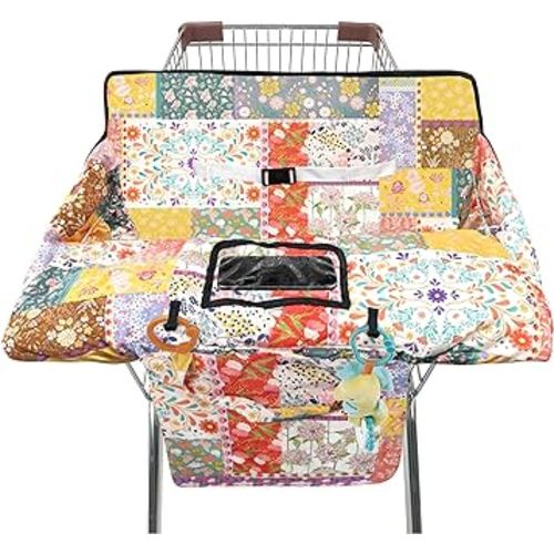 Shopping Cart Cover for Baby,2-in-1 High Chair Cover with Portable Cloth Bag,Cart Seat Pad for Babies Grocery Cushion Cover Restaurant,Suitable for All Supermarkets