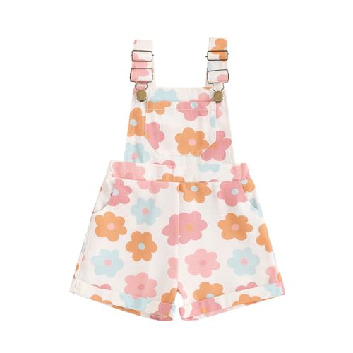 Ayalinggo Toddler Baby Girl Sunflower Print Overalls Shorts with Pocket Suspender Trousers Cute Summer Clothing Outfit
