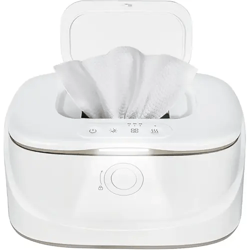 Baby Wipe Warmer with Night Light,Innovative Spring Design,Baby Wet Wipes Dispenser for Large Wipes,Wipes Warmer for Newborn Baby,Temperature Display,3 Modes of Temperature Heating Control