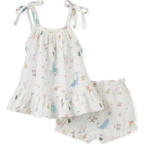 Ocean Adventure Muslin Tie Top Set, Blue - Elegant Baby | Maisonette