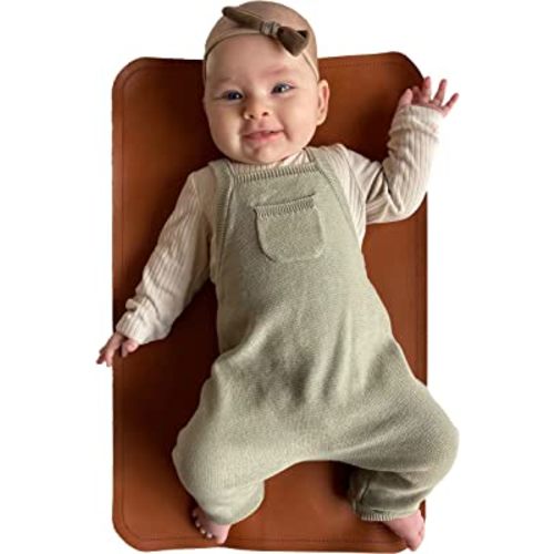 Vegan Leather Baby Changing Mat by Lark Baby Goods - Waterproof Wipeable Portable Diaper Pad - Foldable for Travel (14 x 22 in) - Brown