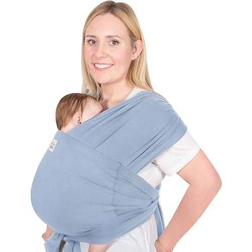 KeaBabies Baby Wrap Carrier Ring Sling - Easy to Wear, Adjustable D-Lite Baby Carrier Newborn to Toddler, Infant Carrying Shirt, Hands Free Bonding, Breathable Fabric Wearing Wrap (Powder Blue)