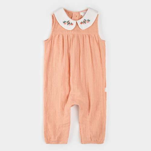 Papaya Dotted Double Gauze Jumpsuit