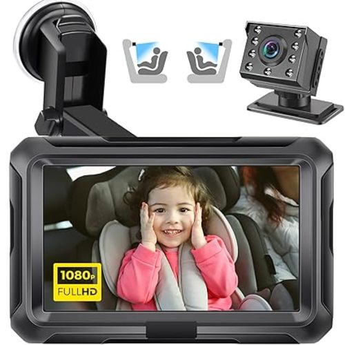 Zacro 1080P Baby Car Camera, 4.3" Baby Camera for Car, with HD Night Vision, 150° Wide View Angle Baby, 360° Rotatable, for Baby Rear Facing Seat