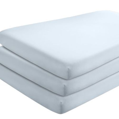 Ultra Soft Easy Care Fitted Crib Sheet by Bare Home - Crib, Sky Blue (3 Pack)