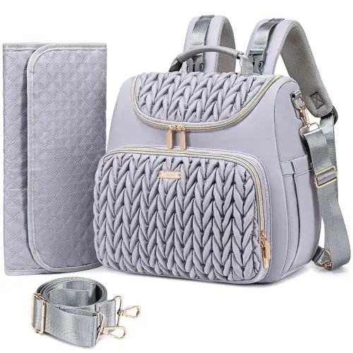 4 in 1 Convertible Diaper Bag Backpack,Waterproof Baby Diaper Bag with Changing Pad,Converts into Baby Tote Bag,Diaper Backpack,Stroller Bag and Crossbody Diaper Bag