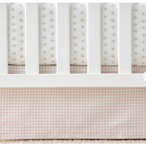 Ditsy Gingham Classic Cool Organic Cotton Percale Tailored Crib Skirt
