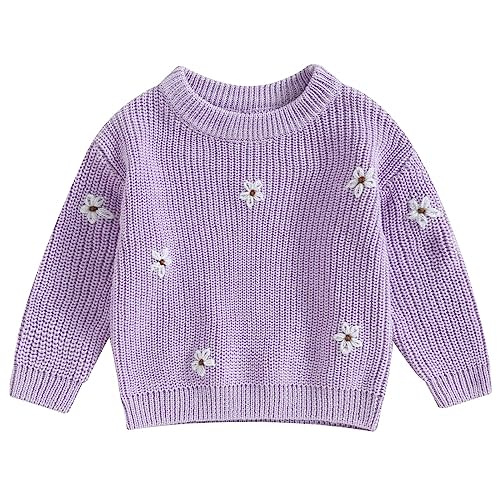 Mubineo Baby Girl Winter Clothes Cute Flower Sweater Crewneck Pullover Long Sleeve Knit Newborn Infant Sweaters