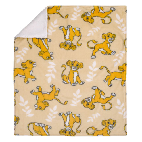 Disney NoJo Disney Lion King Tan, Beige And White Simba Super Soft Sherpa Baby Blanket | Wayfair