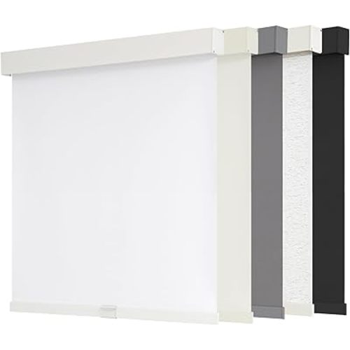 AOSKY Blackout Roller Shades Cordless Blinds for Windows, Free-Stop Shades with Valance, Thermal Insulated Fabric, UV Protection, Natural Woven Blinds for Home and Office (33.5" W x 72" H, White)