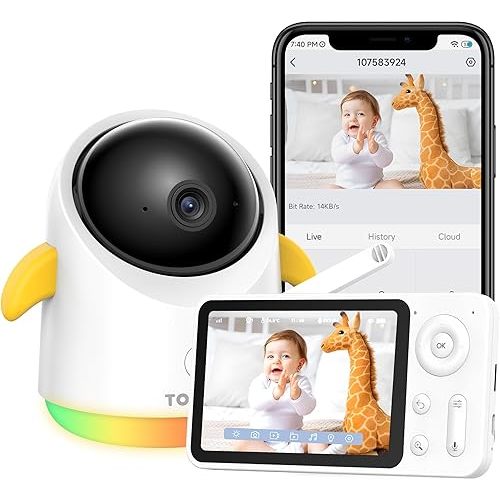 Baby Monitor with Camera and Audio WiFi/No WiFi: Baby Monitor WiFi Smartphone APP Control NightVision 4.3' Screen Smart Video Baby Monitor with Remote PTZ 2-Way Talk Motion & Cry Alert(Only 2.4G WiFi)