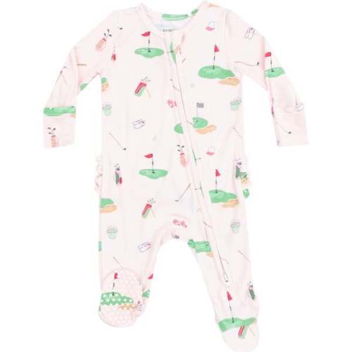 2 Way Zipper Ruffle Back Footie, Golf Things Pink - Angel Dear | Maisonette