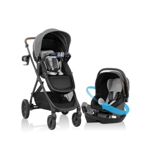 Evenflo Shyft Intuiti+ Travel System Featuring Revolve180 LiteMax NXT with SensorySoothe (Angler Tweed)