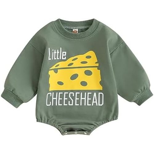 Amiblvowa Baby Boy Girl Football Outfit Game Day Jumpsuit Infant Bubble Football Sweatshirt Romper Bodysuit Fall Clothes