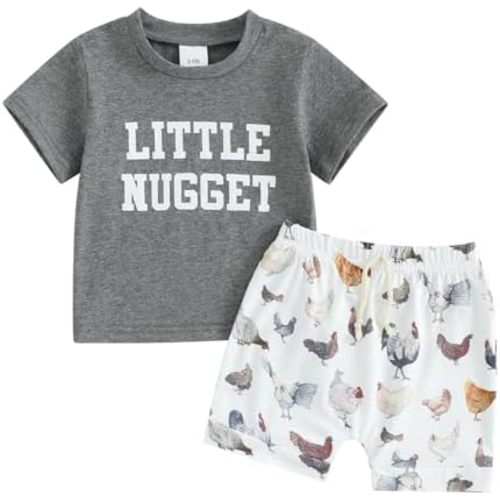 Toddler Baby Boy Farm Clothes Western Farm Chicken Animals/Tractor Shirt+Short Pant Summer Short Outfit Country Stuff