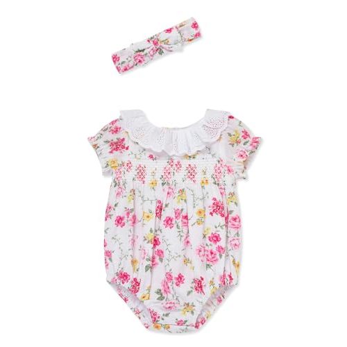 Little Me Clothes for Baby Girls' Woven Romper and Headband Set, 3-12 Months