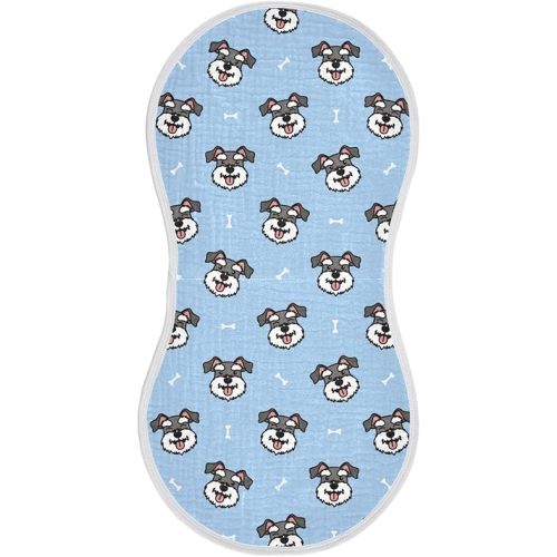 vvfelixl Baby Burp Cloths Miniature Schnauzer Dog Heads Baby Newborn Cotton Burping Cloths Set Baby Washcloths 4 Pack
