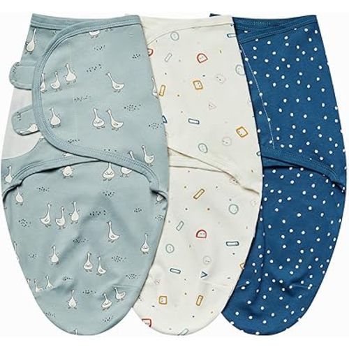 insular Baby Swaddle Wrap, Swaddle Blanket for Newborn and Infant, Adjustable Swaddle Set for Boy and Girl, Soft Cotton Baby Sleep Sack 3 Pack (Small(0-3 Month), Duck)