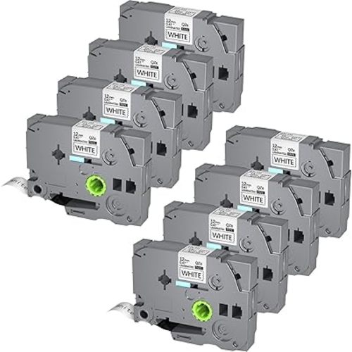 8Pack TZe-231 Tape Label Maker Compatible with Brother P-Touch TZe-231 Tape, TZE231 ½” 0.47”x 26.2 ft Laminated Black on White, for use with PT-D210, PT-H110, PT-D220, PT-D410, PT-D600