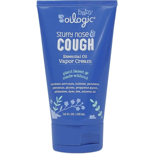 Oilogic Soothing Vapor Cream, Stuffy Nose & Cough - Soothes Baby Cough & Cold with All Natural Essential Oils - Plant-Based Congestion Relief for Infants & Kids - Petroleum & Menthol Free