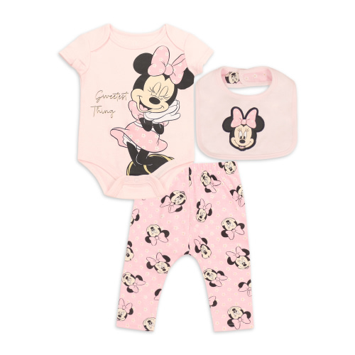Disney Newborn Baby Outfit Set 3-Piece Set Bodysuit, Pants, and Bib Sizes 0- 9 Months