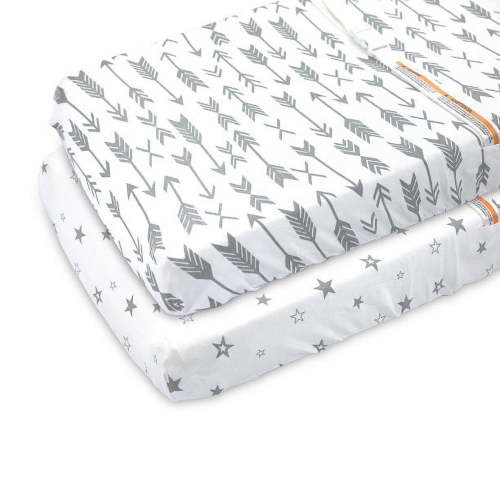 Premium Changing Pad Cover  2 Pack  Superior Softness, Lifetime Durability - Shrink Proof 100% Cotton Sheet Liners w/ Belt Loops Fitted for 32x15x5 Pads.