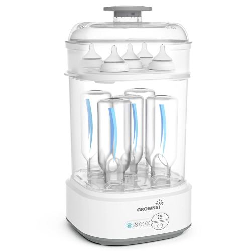 GROWNSY Bottle Sterilizer and Dryer, Compact Electric Steam Baby Bottle Sterilizer (Esterilizador de Biberones), Bottle Sanitizer for Baby Bottles, Pacifiers, Pump Parts