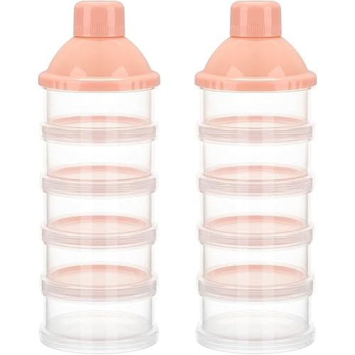 Accmor Formula Dispenser On The Go, 5 Compartments Stackable Formula Container for Travel, Baby Milk Powder Kids Snack Container, BPA Free