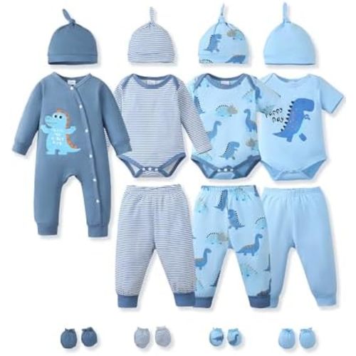 NZRVAWS Preemie Newborn Baby Boy Clothes Infant Clothing Romper Pant Outfits Set Layette Essentials 19 Pieces 0 3 6 12 Months
