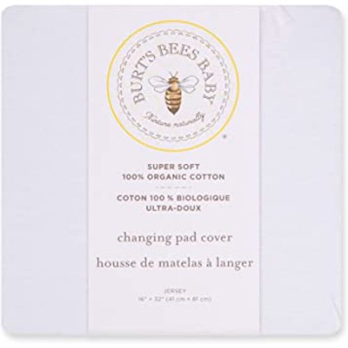 Burt's Bees Baby Unisex Baby Gift Set - Crib Sheet, Changing Pad Cover & Burp Cloths, 100% Organic Cotton Essentials Bundle