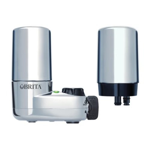 Brita Chrome Tap Water Faucet Filtration System with 2 Filters and Filter Change Reminder