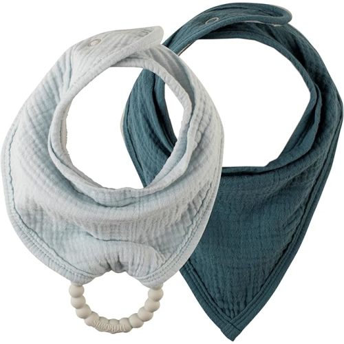 Dr. Brown's Muslin Bandana Bibs with Snap-On Removable Beaded Teether