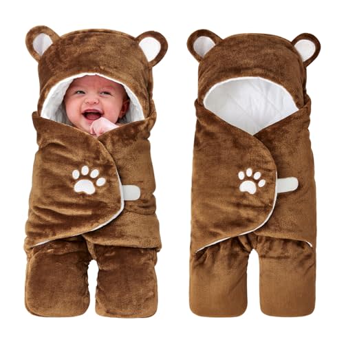 Lilian&Gema Swaddles for Newborns, Baby Swaddle Blanket for Newborn 0-4 Months, Cute Bear Swaddle Wrap for Baby Boys Girls, Plush Receiving Blankets for Newborn Registry