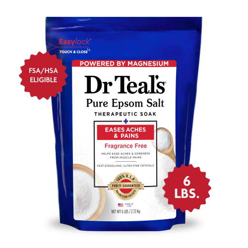 Dr Teal's Pure Epsom Salt Soak, Therapeutic, Fragrance Free, 6 lbs HSA/FSA Eligible