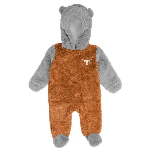 Newborn Texas /Gray Texas Longhorns Game Nap Teddy Fleece Bunting Full-Zip Sleeper | Academy