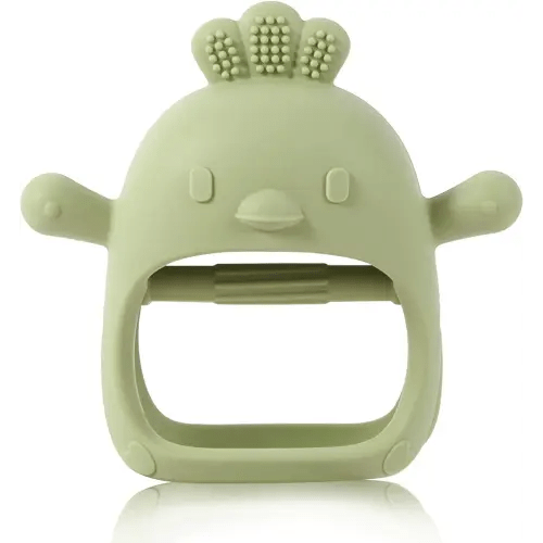1 Pack Silicone Teething Toy for 3+ Months Babies, BPA Free Chew Toys for Sucking Needs, Easy-to-Grasp Shapes with Soft Texture for Sensory Exploration and Itching Relief During Teething(Olive)
