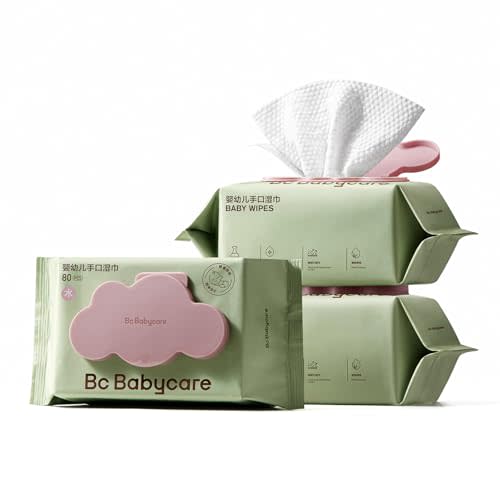Bc Babycare Cloud Moist Baby Wipes, Thick & XL, 99% Water, Ultra-Hydrating, Unscented, Hypoallergenic for Sensitive Skin, Biodegradable, 3 Flip-Top, 240 Count