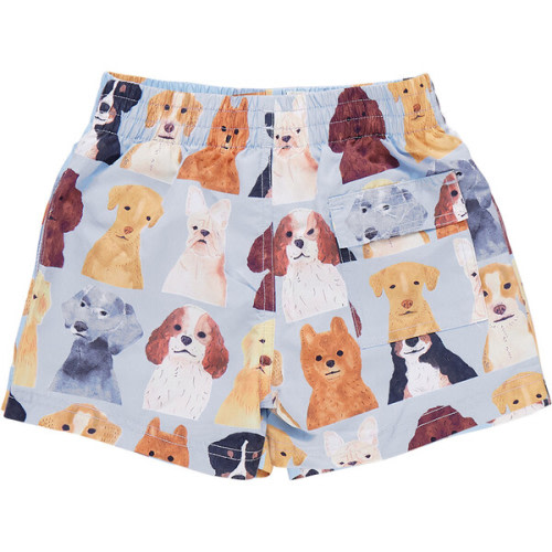 Baby Boys Swim Trunks, Light Blue Watercolor Dogs - Pink Chicken | Maisonette