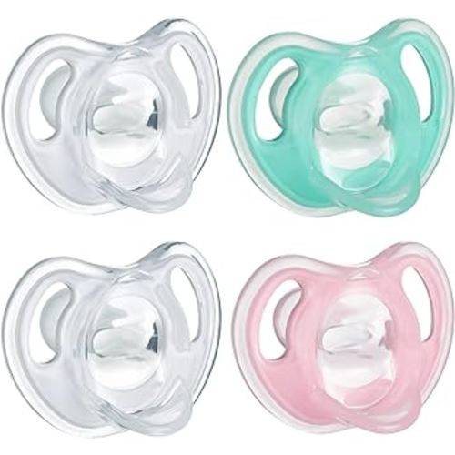 Tommee Tippee Ultra-Light Silicone Pacifier, Symmetrical One-Piece Design, BPA-Free Silicone Binkies, 0-6m, 4-Count