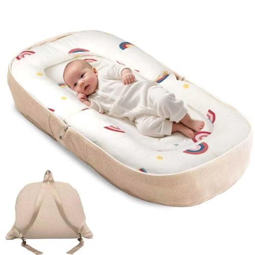 Baby Lounger, Foldable Baby Nest with Soft Memory Foam Mat for Newborn 0-12 Months, Converts to Backpack for Easy Travel, Babies Newborn Essentials Gifts