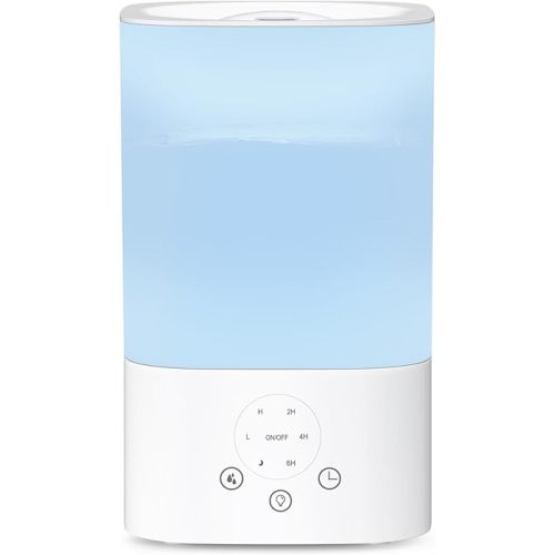 ZAFRO 3.2L Comfort Humidifier for Bedroom, 7 Color LED Night Light, Top Fill Design & Multiple Mist Levels, 24 dB Quiet Ultrasonic Comfort Humidifiers, White, Touch Control