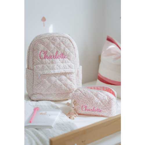 Custom embroidered quilted flower backpack monogrammed pink blue floral custom school bag personalized travel  diaper boho weekend bag