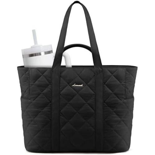LOVEVOOK Tote Bag for Women,Large Puffer Tote Bag with Zipper,Quilted Puffy Work Bag Purse for Travel Beach Gym Weekend
