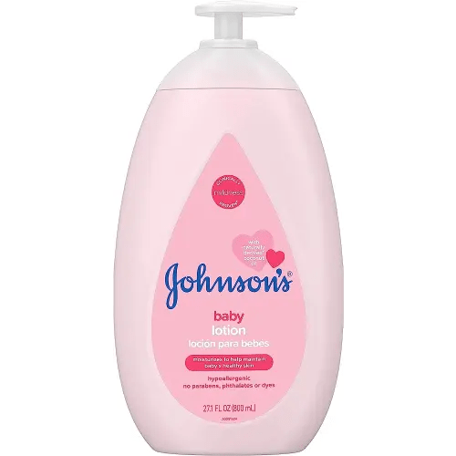 Johnson's Moisturizing Mild Pink Baby Lotion with Coconut Oil for Delicate Baby Skin, Paraben-, Phthalate- & Dye-Free, Hypoallergenic & Dermatologist-Tested, Baby Skin Care, 27.1 Fl. Oz