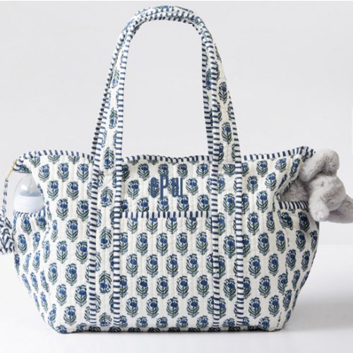 Block Print Diaper Bag with Personalization